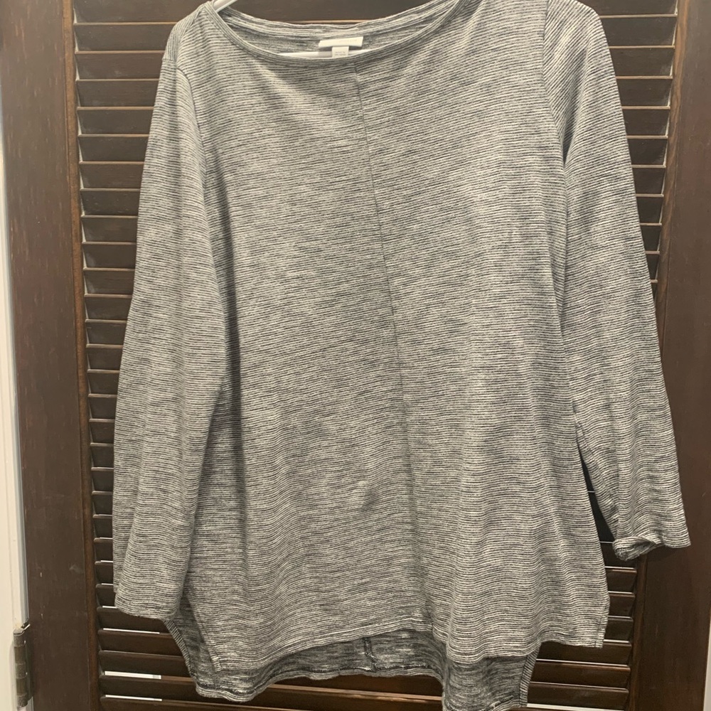 Pure Jill Gray Striped Sweater